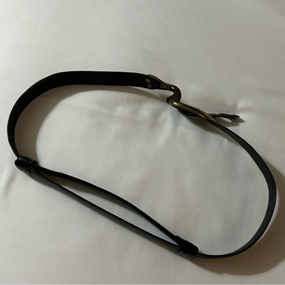 Chico's Black Belt with Gold Sculptural Buckle